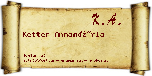Ketter Annamária névjegykártya